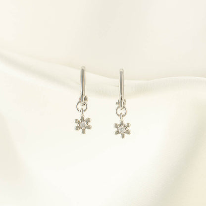 Kalina Flower Diamond Huggie Earrings
