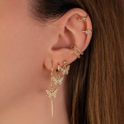Kimi Butterfly White Zircon Dangle Studs