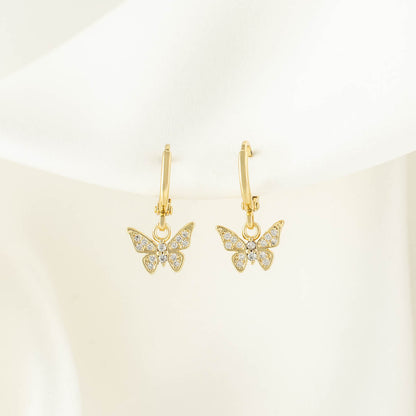 Kimi Butterfly White Zircon Huggie Earrings