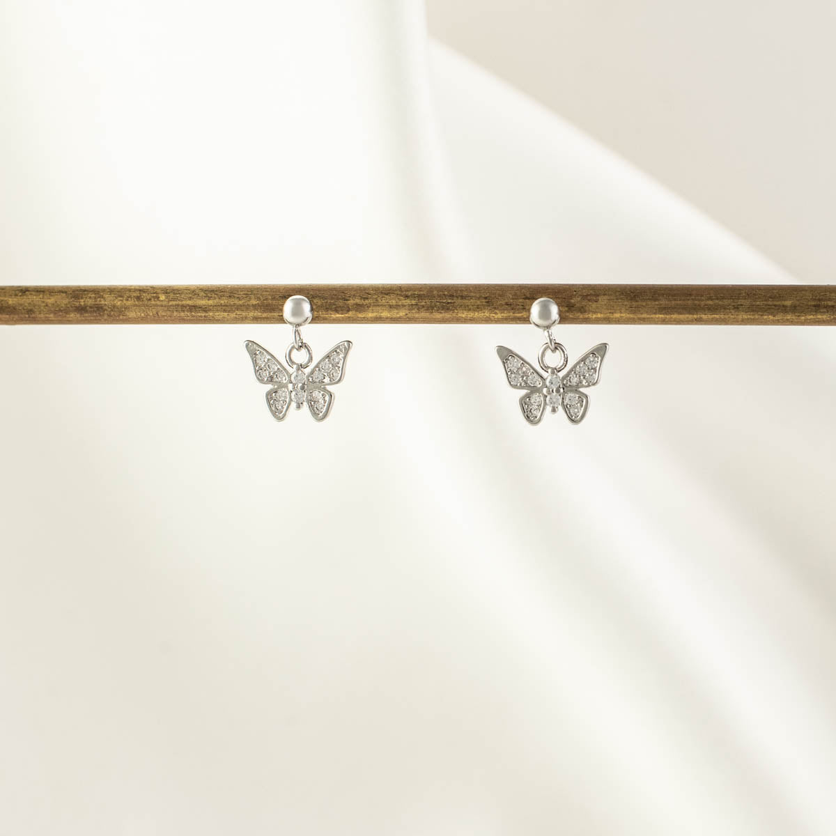 Kimi Butterfly White Zircon Dangle Studs