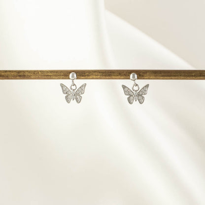 Kimi Butterfly White Zircon Dangle Studs