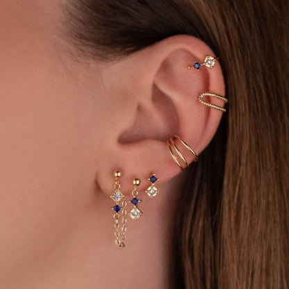 Lana Blue Zircon Chain Studs