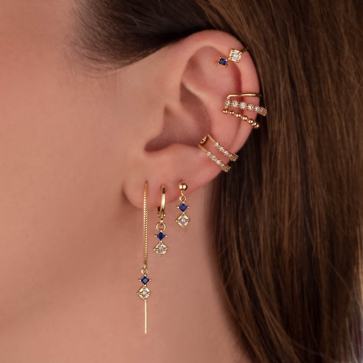 Lana Blue Zircon Dangle Studs