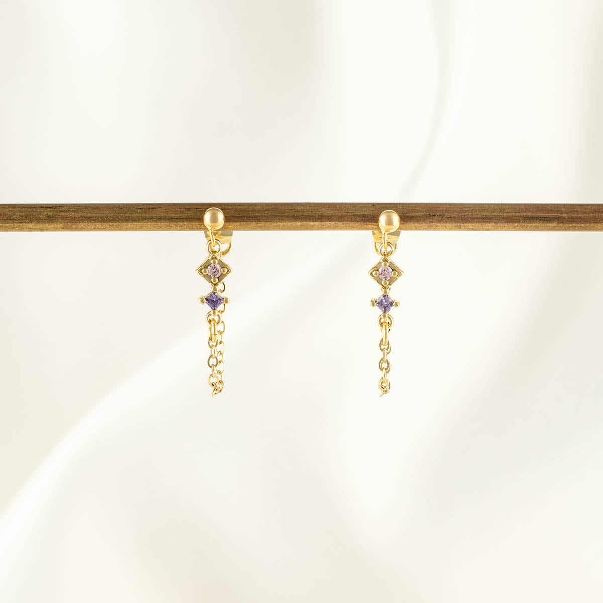 Mabel Pink and Purple Zircon Chain Studs