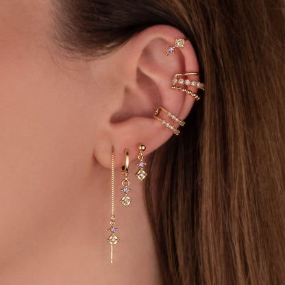 Mabel Pink and Purple Zircon Dangle Studs