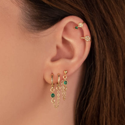 Natalia Green Zircon Chain Studs