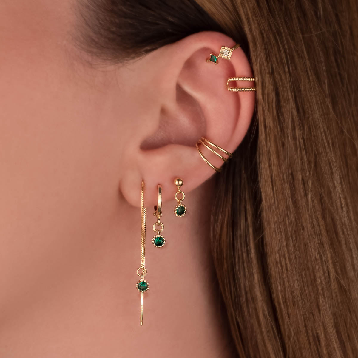 Natalia Green Zircon Dangle Studs