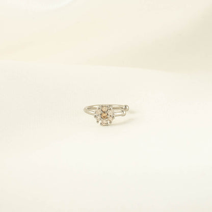 Olive Topaz Zircon Flower Ear Cuff