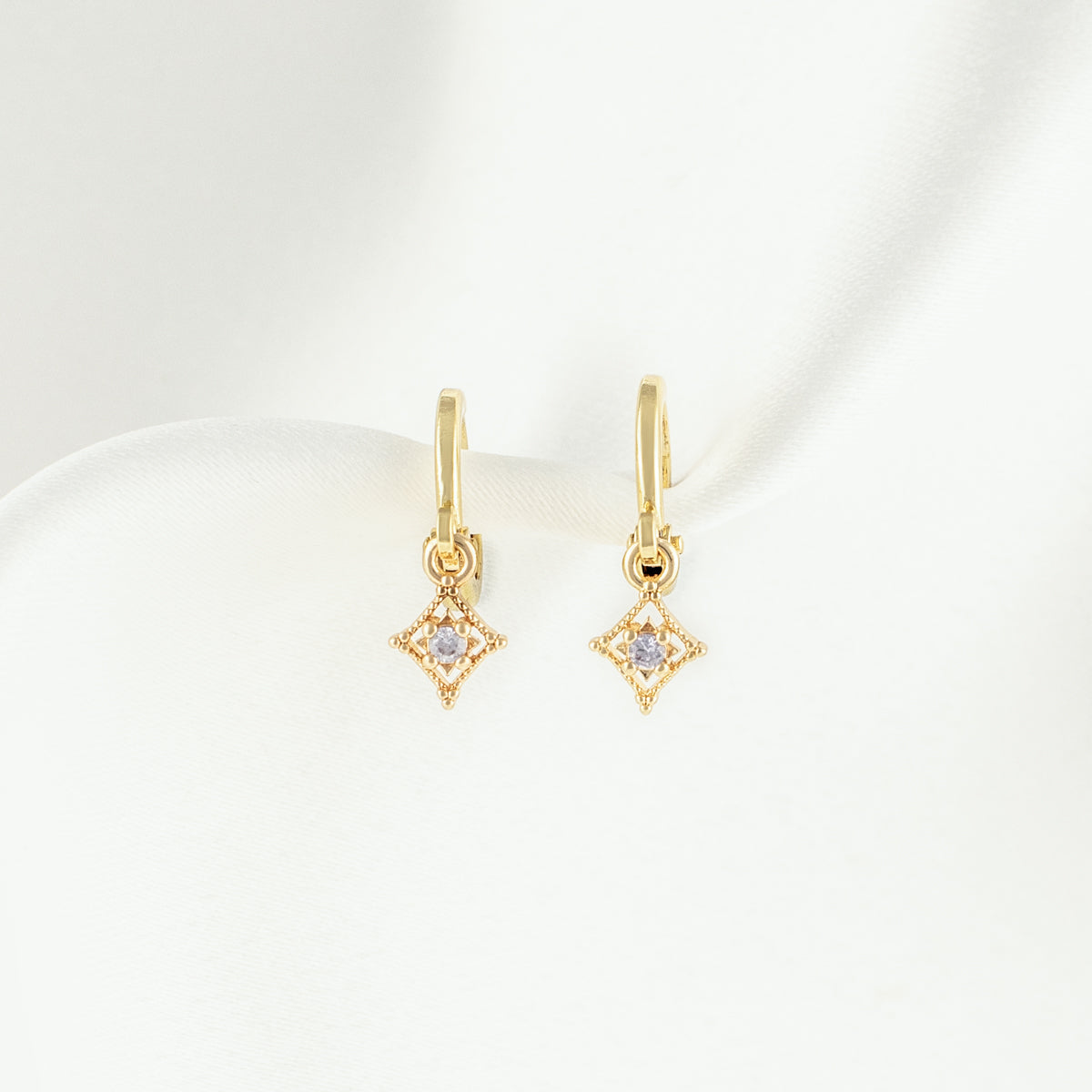 Pandora Amethyst Huggie Earrings