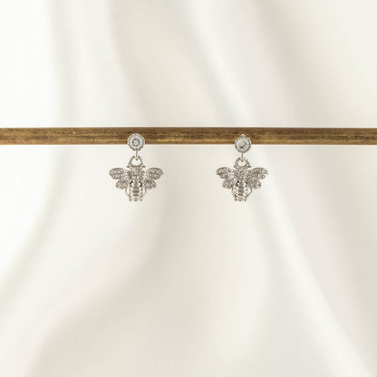 Queen Bee White Zircon Embellished Dangle Studs