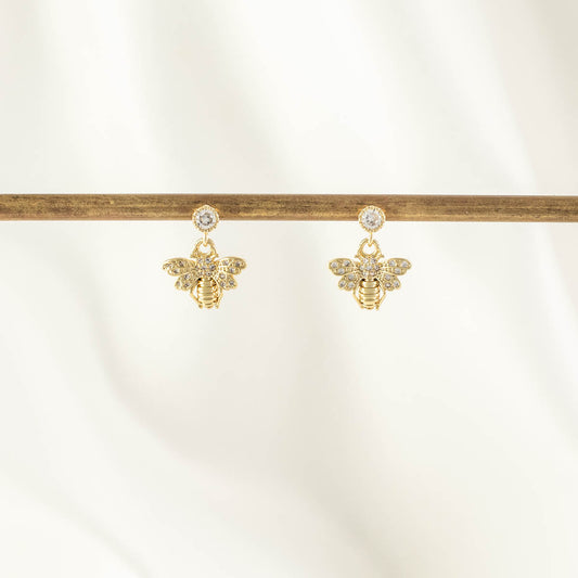 Queen Bee White Zircon Embellished Dangle Studs