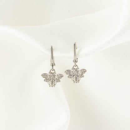 Queen Bee White Zircon Huggie Earrings