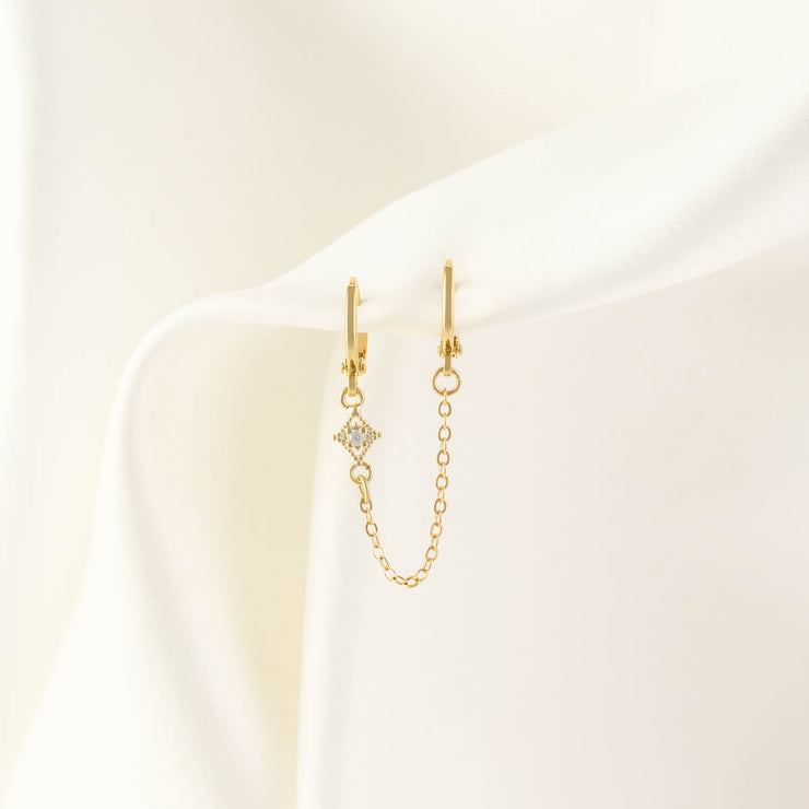 Stella Diamond White Zircon Huggie Chain Earring
