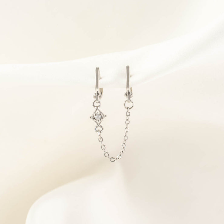 Stella Diamond White Zircon Huggie Chain Earring