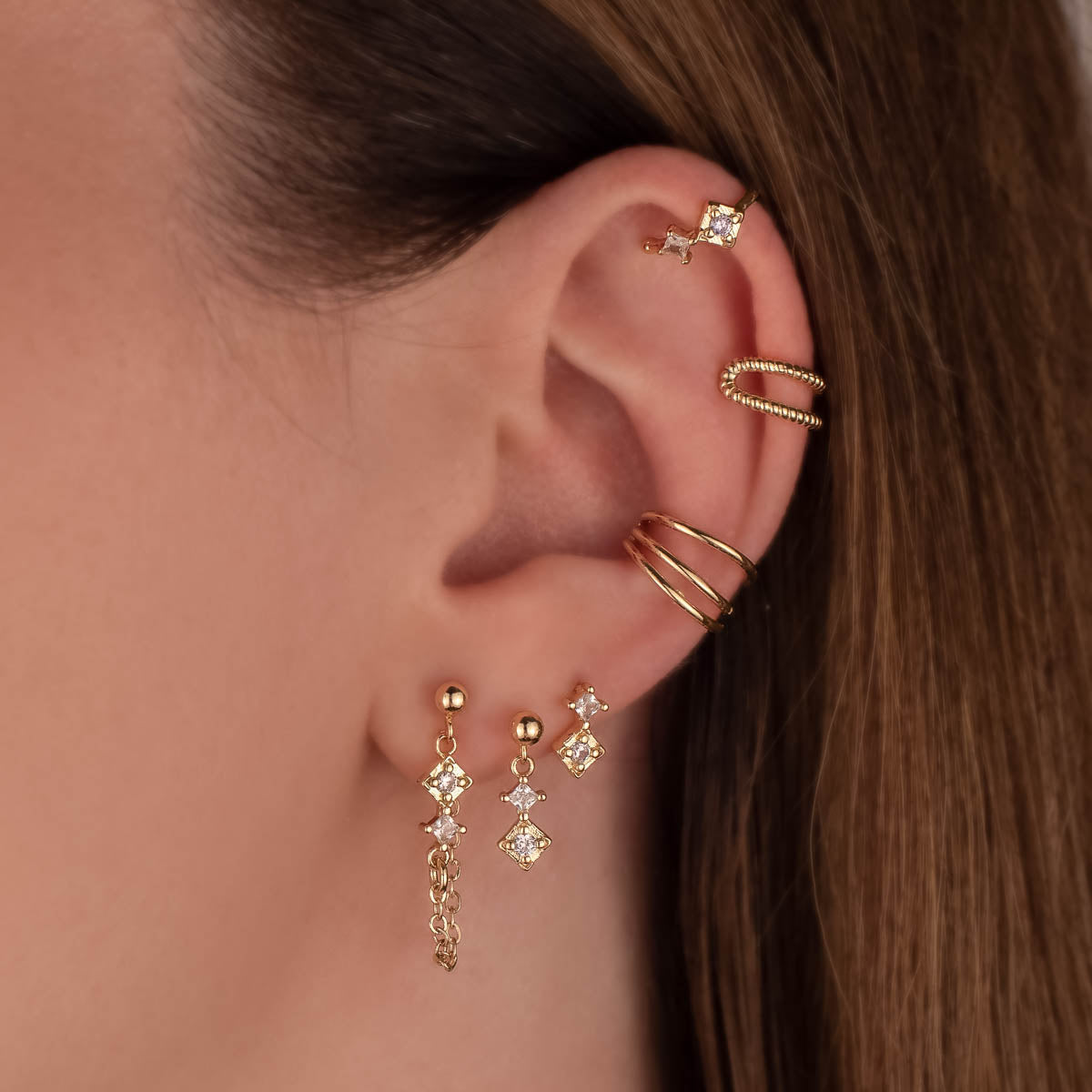 Temperance White Zircon Dangle Studs