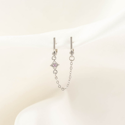 Aurora Tourmaline Huggie Chain Earrings