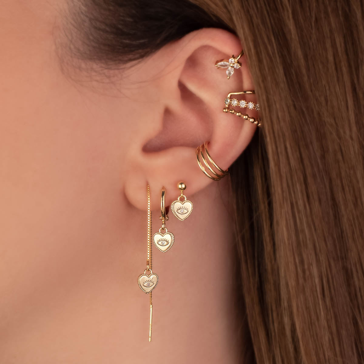 Valerie Evil Eye White Zircon Huggie Earrings