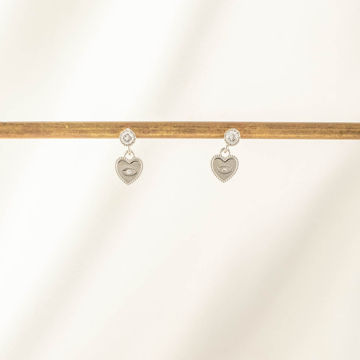 Valerie Evil Eye White Zircon Embellished Dangle Studs