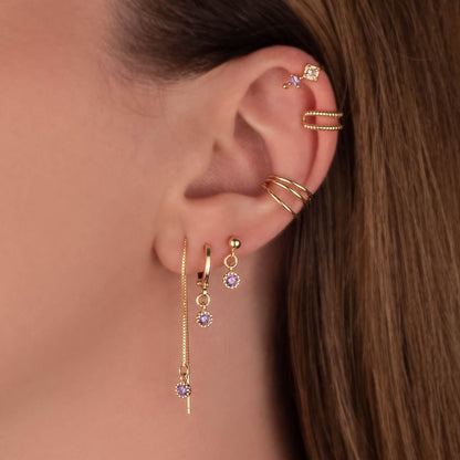 Violette Purple Zircon Huggie Earrings