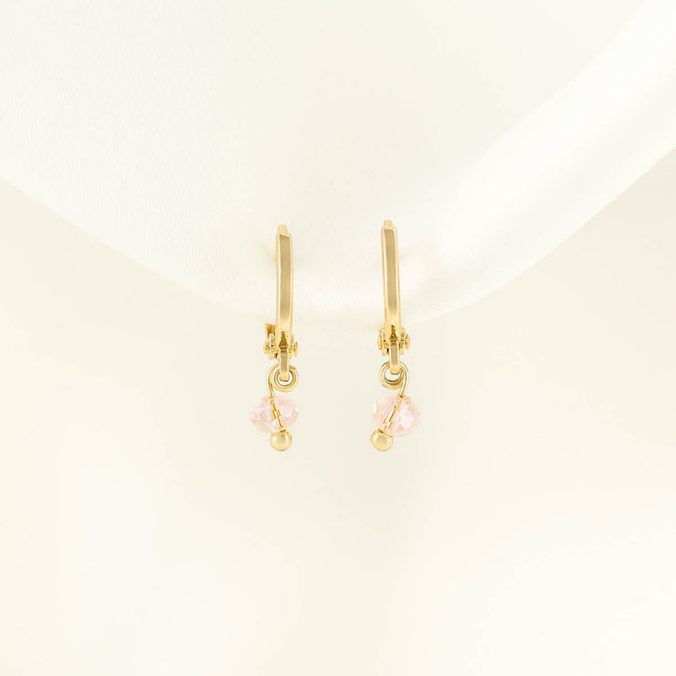 Pink Crystal Huggie Earrings