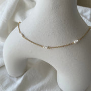 Claire Crystal Pearl Chain Necklace