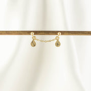 Alexis Lined Oval Double Stud Chain Earring