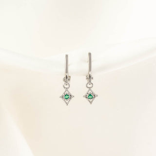 Arwen Diamond Green Zircon Huggie Earrings