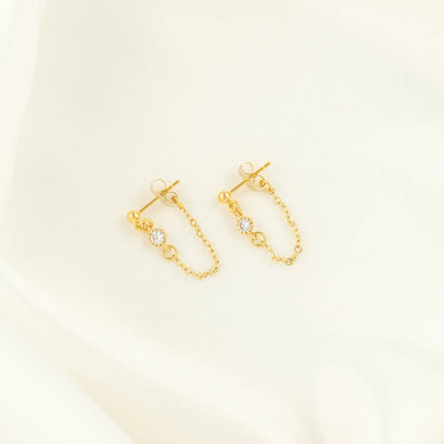 Callista Diamond Stud Chain Earrings