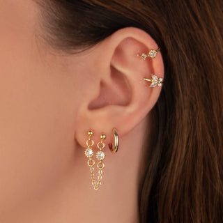 Callista Zircon Double Stud Chain Earring