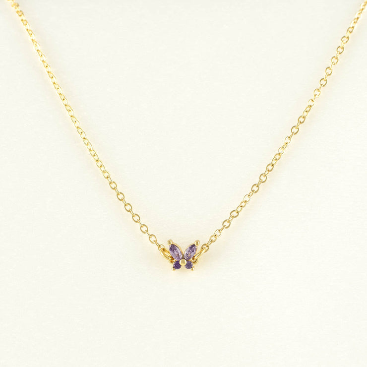 Candy Purple Zircon Butterfly Necklace