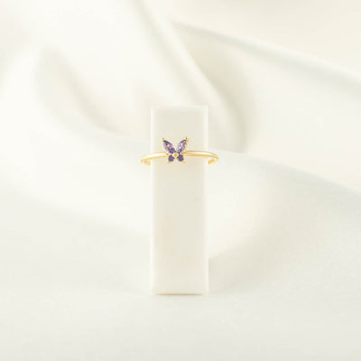 Candy Purple Zircon Butterfly Ring