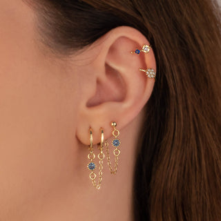 Daphne Blue Zircon Stud Chain Earrings