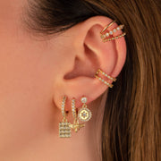 Melina Bee White Zircon Embellished Huggie Earrings