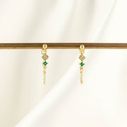 Hazel Yellow and Green Zircon Stud Chain Earrings