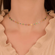 Rainbow Neon Daisy Choker Necklace