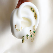 Jade Stainless Steel Green and White Zircon Septum Nose Ring/ Daith Earring