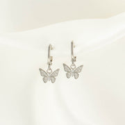 Kimi Butterfly White Zircon Huggie Earrings
