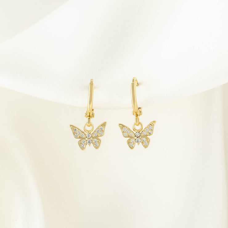 Kimi Butterfly White Zircon Huggie Earrings
