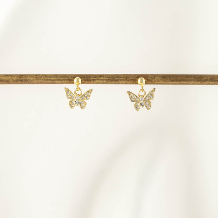 Kimi Butterfly White Zircon Stud Earrings