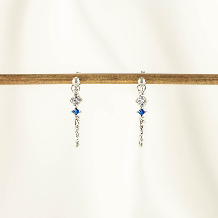 Lana Blue Zircon Stud Chain Earrings