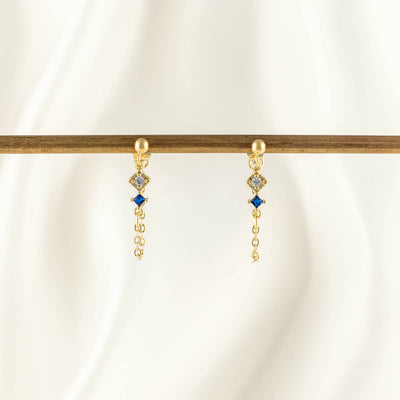 Lana Blue Zircon Stud Chain Earrings