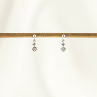 Mabel Pink and Purple Zircon Dangle Stud Earrings