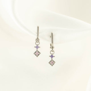 Mabel Pink and Purple Zircon Huggie Earrings