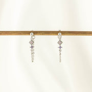 Mabel Pink and Purple Zircon Stud Chain Earrings