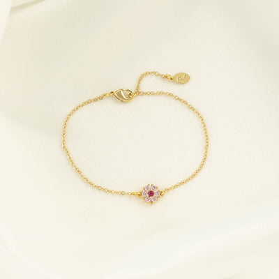Myra Pink Zircon Flower Bracelet