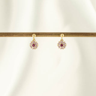 Myra Pink Zircon Flower Dangle Stud Earrings