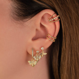 Queen Bee White Zircon Embellished Stud Earrings