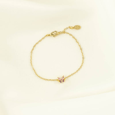 Sallie Pink Zircon Butterfly Bracelet I