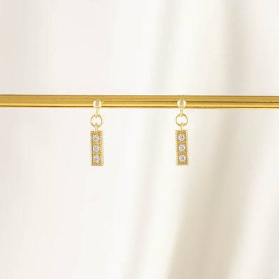 Saskia White Zircon Dangle Stud Earrings