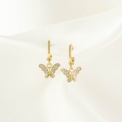 Serenity Butterfly White Zircon Huggie Earrings